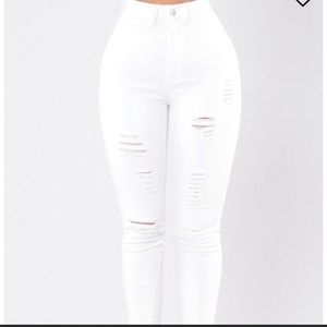 White Ripped Fashion Nova Jeans